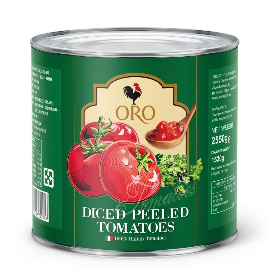 (預購單，缺貨中)義大利拿坡里ORO番茄罐(2550g)，去皮切丁番茄。
